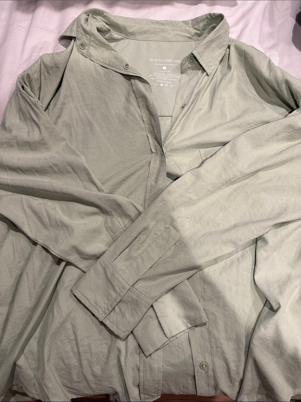 Set Active x Aimee Song Light Sage Oversized Shirt Jacket - Brand: